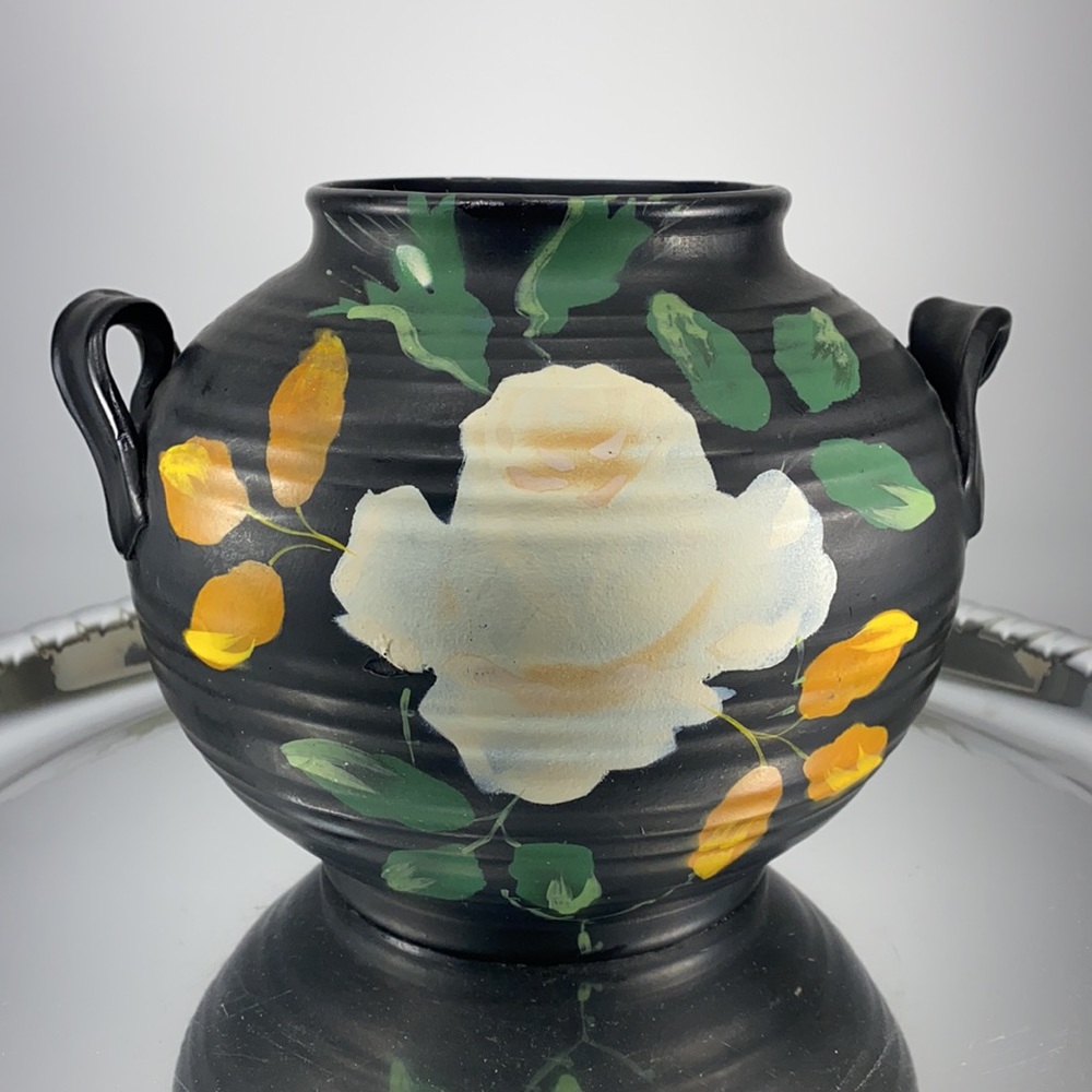 Brentleigh Ware Vase Vintage Black Floral